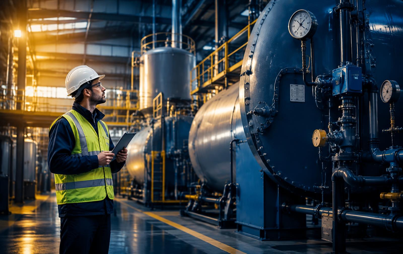 Inspeção de caldeira industrial